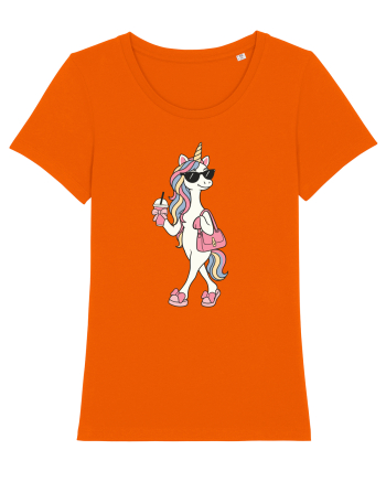 Stylish Unicorn with Sunglasses and Rainbow Hair Pretty Cute Bright Orange