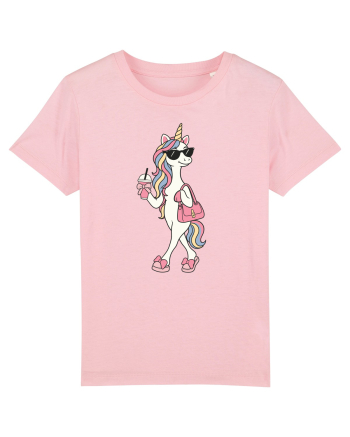Stylish Unicorn with Sunglasses and Rainbow Hair Pretty Cute Cotton Pink