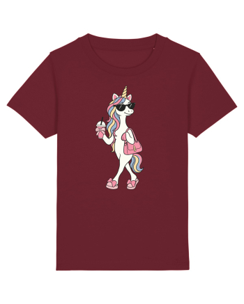 Stylish Unicorn with Sunglasses and Rainbow Hair Pretty Cute Burgundy
