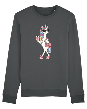 Stylish Unicorn with Sunglasses and Rainbow Hair Pretty Cute Anthracite