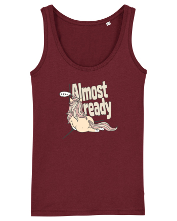 Funny Lazy Unicorn Almost Ready Tired Morning Sarcastic Joke Burgundy