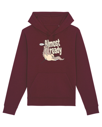Funny Lazy Unicorn Almost Ready Tired Morning Sarcastic Joke Burgundy