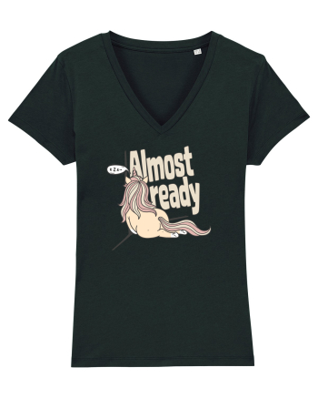 Funny Lazy Unicorn Almost Ready Tired Morning Sarcastic Joke Black