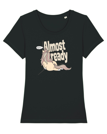 Funny Lazy Unicorn Almost Ready Tired Morning Sarcastic Joke Black
