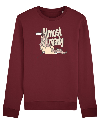 Funny Lazy Unicorn Almost Ready Tired Morning Sarcastic Joke Burgundy