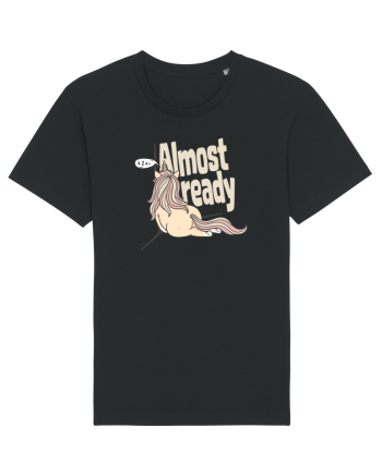 Funny Lazy Unicorn Almost Ready Tired Morning Sarcastic Joke Black
