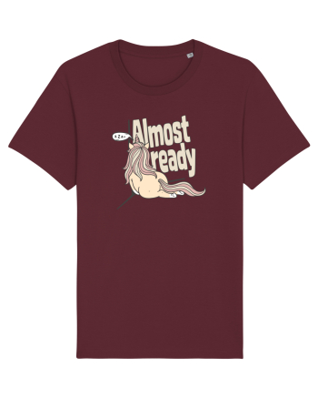 Funny Lazy Unicorn Almost Ready Tired Morning Sarcastic Joke Burgundy