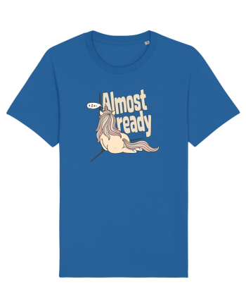 Funny Lazy Unicorn Almost Ready Tired Morning Sarcastic Joke Royal Blue