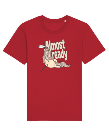 Funny Lazy Unicorn Almost Ready Tired Morning Sarcastic Joke Red