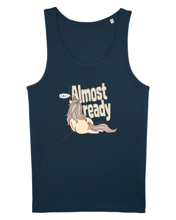 Funny Lazy Unicorn Almost Ready Tired Morning Sarcastic Joke Navy
