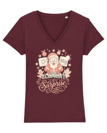Chemistry Christmas Santa Joke a Periodic Table Pun O-Mg Burgundy