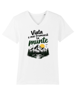 Viața este mai frumoasă la munte Tricou mânecă scurtă guler V Bărbat Presenter