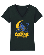 NO COURAGE WITHOUT FEAR Tricou mânecă scurtă guler V Damă Evoker