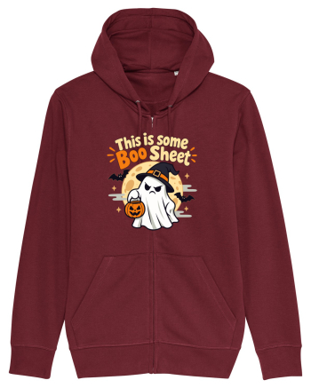 Upset Ghost Boo Sheet Halloween Witch-Hat Jack-O-Lantern Burgundy