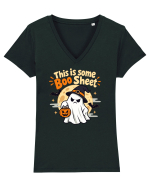 Upset Ghost Boo Sheet Halloween Witch-Hat Jack-O-Lantern Tricou mânecă scurtă guler V Damă Evoker