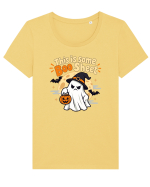 Upset Ghost Boo Sheet Halloween Witch-Hat Jack-O-Lantern Tricou mânecă scurtă guler larg fitted Damă Expresser