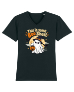 Upset Ghost Boo Sheet Halloween Witch-Hat Jack-O-Lantern Tricou mânecă scurtă guler V Bărbat Presenter