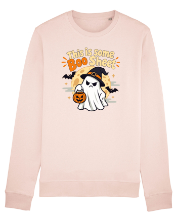 Upset Ghost Boo Sheet Halloween Witch-Hat Jack-O-Lantern Candy Pink