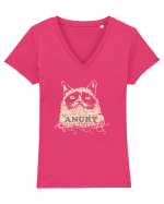 Angry Cat Tricou mânecă scurtă guler V Damă Evoker