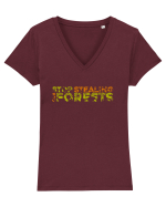 STOP Stealing Our Forests Tricou mânecă scurtă guler V Damă Evoker