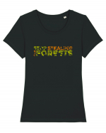 STOP Stealing Our Forests Tricou mânecă scurtă guler larg fitted Damă Expresser