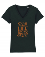 Grab Life By The Beans Tricou mânecă scurtă guler V Damă Evoker