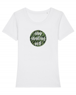 Stop stealing art! Tricou mânecă scurtă guler larg fitted Damă Expresser