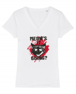 Meow It's Going? Tricou mânecă scurtă guler V Damă Evoker