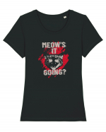 Meow It's Going? Tricou mânecă scurtă guler larg fitted Damă Expresser