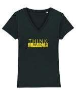 Think Twice Tricou mânecă scurtă guler V Damă Evoker