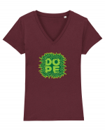 DOPE green Tricou mânecă scurtă guler V Damă Evoker