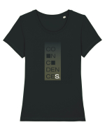 - coincidences dark - Tricou mânecă scurtă guler larg fitted Damă Expresser