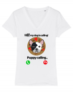 Shh! My dog is calling! Tricou mânecă scurtă guler V Damă Evoker