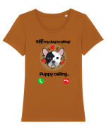 Shh! My dog is calling! Tricou mânecă scurtă guler larg fitted Damă Expresser