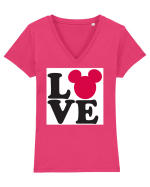 Tricou Mickey Mouse Love Tricou mânecă scurtă guler V Damă Evoker