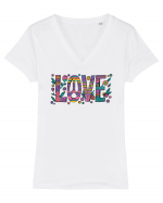 love peace hippie style Tricou mânecă scurtă guler V Damă Evoker