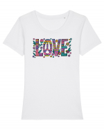 love peace hippie style Tricou mânecă scurtă guler larg fitted Damă Expresser