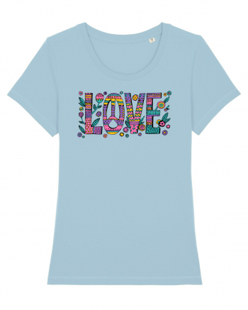 love peace hippie style Sky Blue