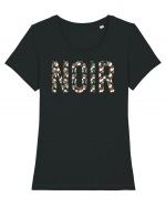 noir dark black Tricou mânecă scurtă guler larg fitted Damă Expresser