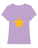 Yellow/Gold Star Tricou mânecă scurtă guler larg fitted Damă Expresser