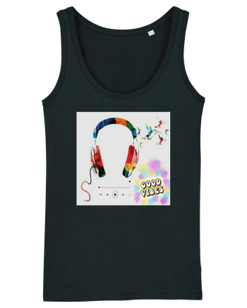 Tricou headphones colorful Black