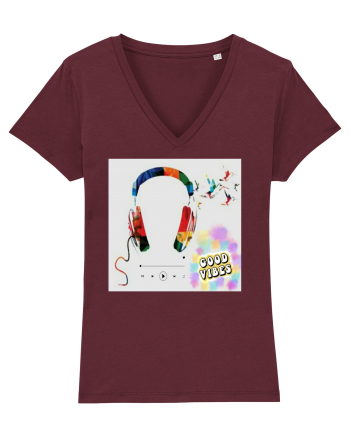 Tricou headphones colorful Burgundy