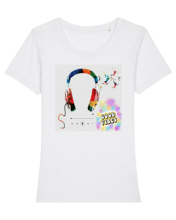 Tricou headphones colorful White