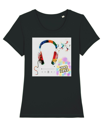 Tricou headphones colorful Black