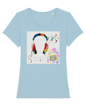 Tricou headphones colorful Sky Blue