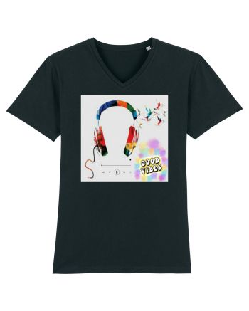 Tricou headphones colorful Black