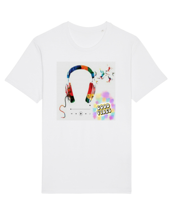 Tricou headphones colorful White
