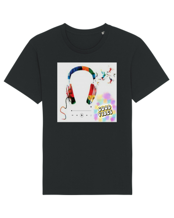 Tricou headphones colorful Black