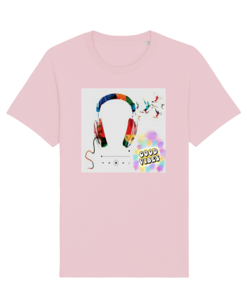 Tricou headphones colorful Cotton Pink