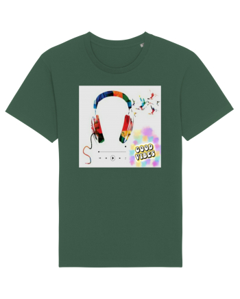 Tricou headphones colorful Bottle Green